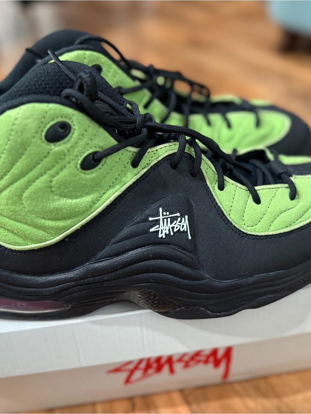 Men Nike Penny 2 x Stussy Black/Neon Green sz 10.5